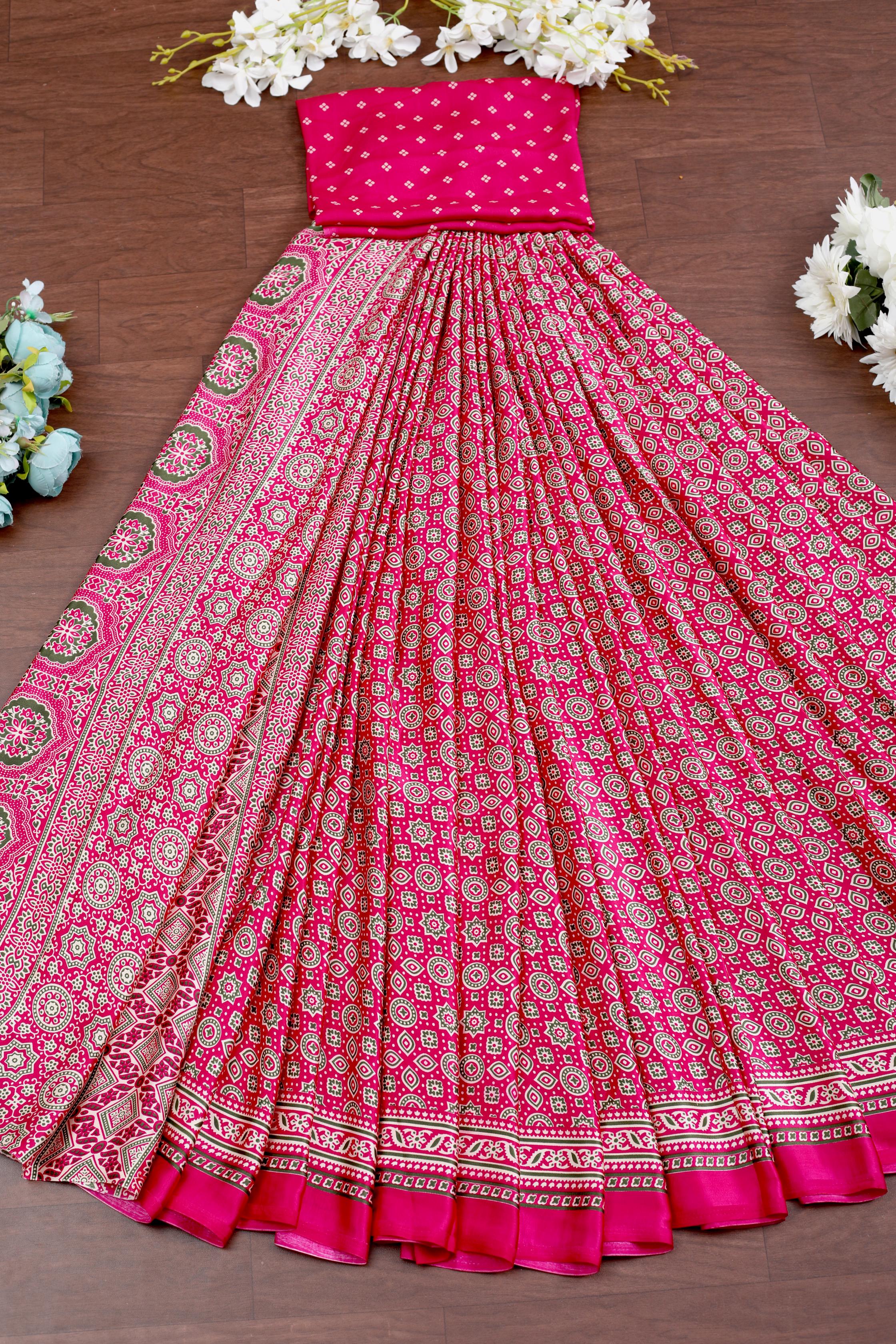 Rani Ajrakh Printed Soft Modal Silk Natural Print Saree P1-1