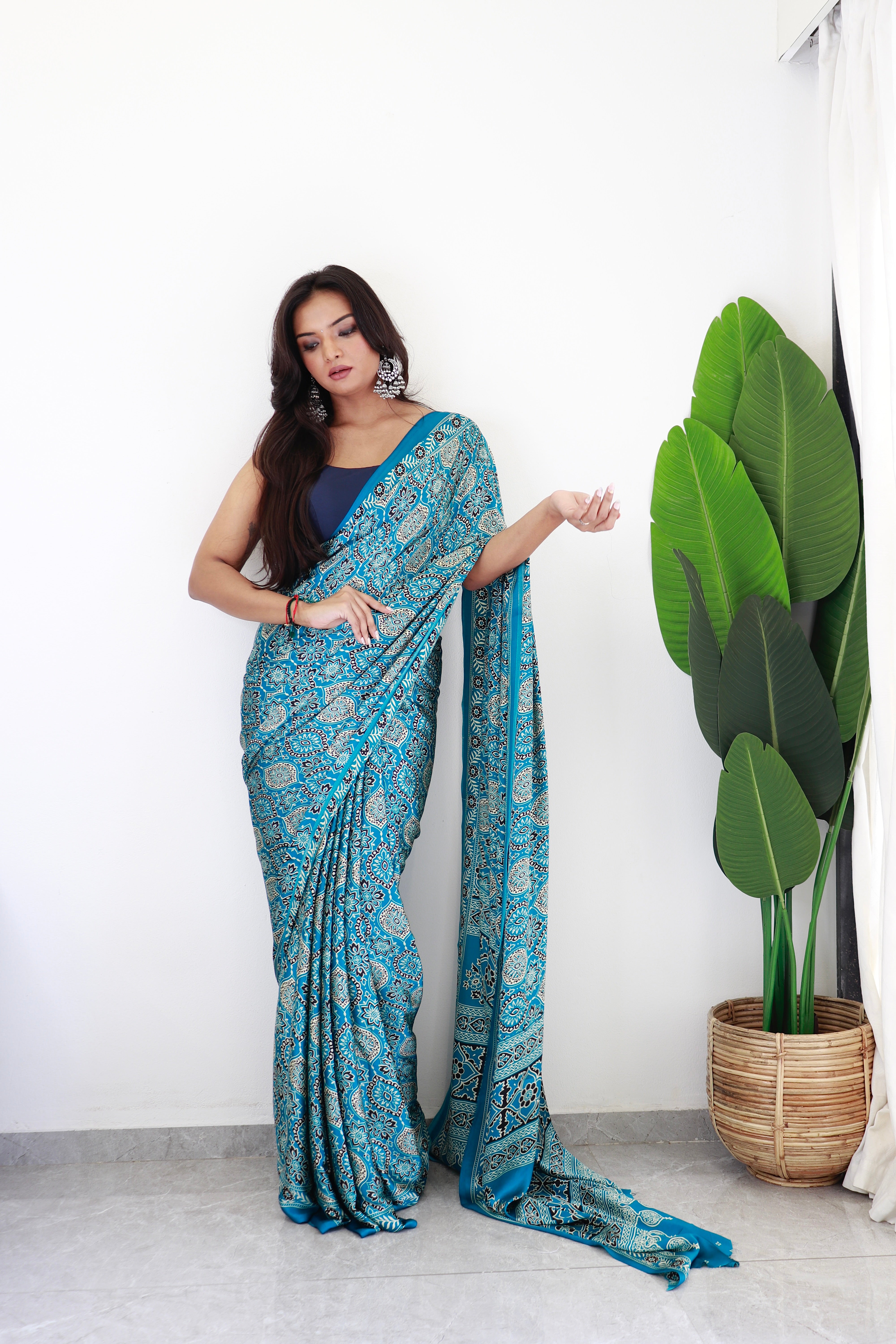 Rama Ajrakh Printed Soft Modal Silk Natural Print Saree P2