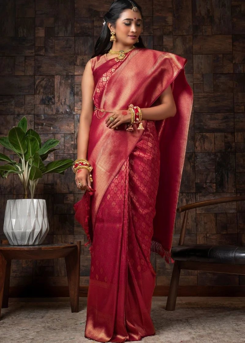 Inspired Pink Kanjivaram silk Saree