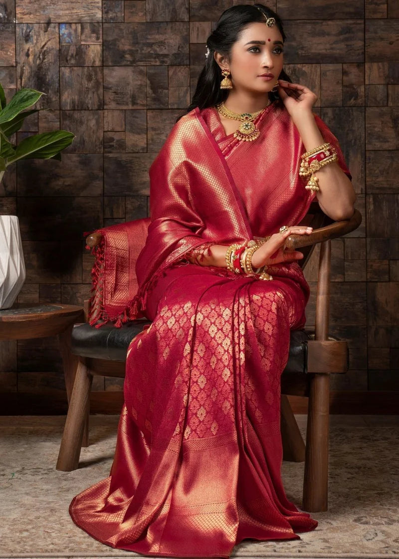 Inspired Pink Kanjivaram silk Saree