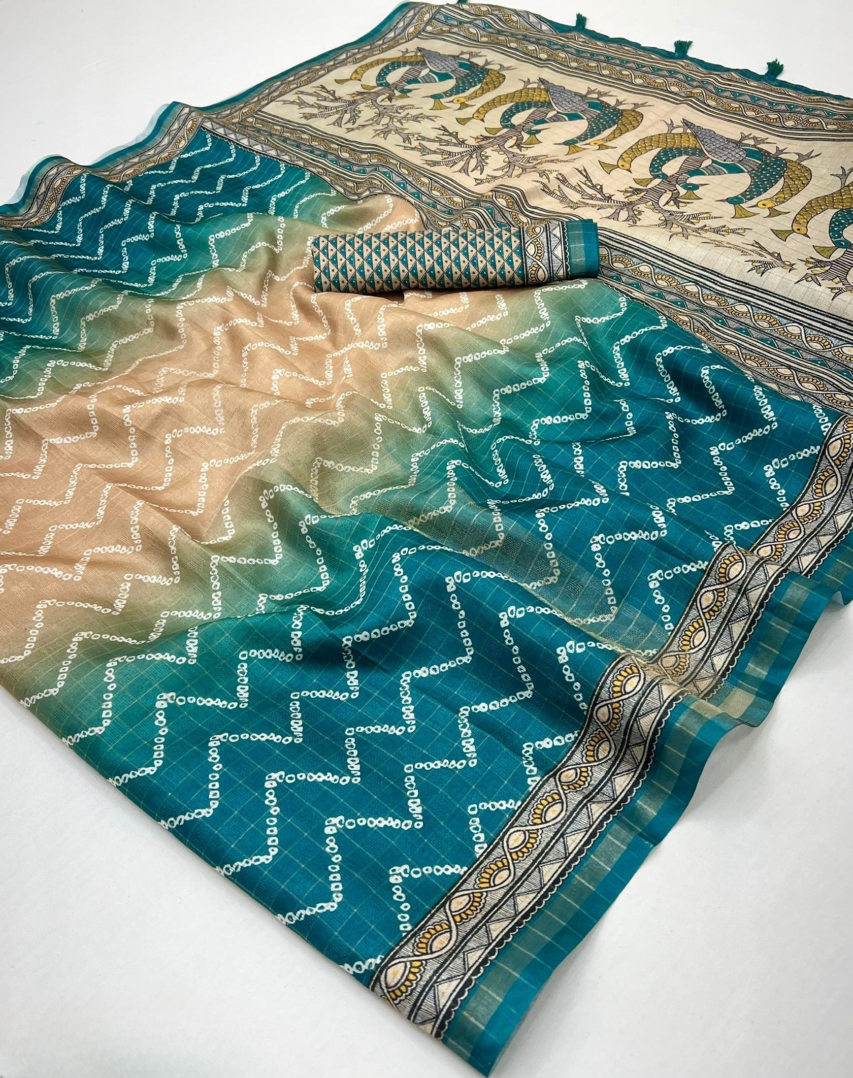 Forbearance Rama Maheshwari Cotton Silk Saree With Digital Prints