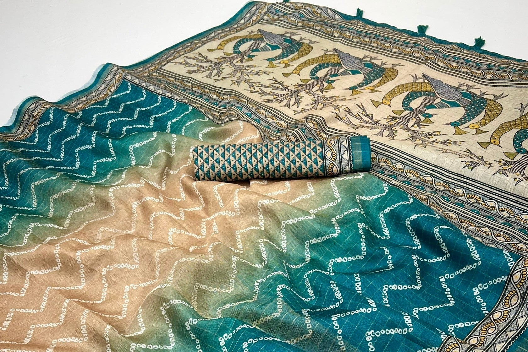 Forbearance Rama Maheshwari Cotton Silk Saree With Digital Prints