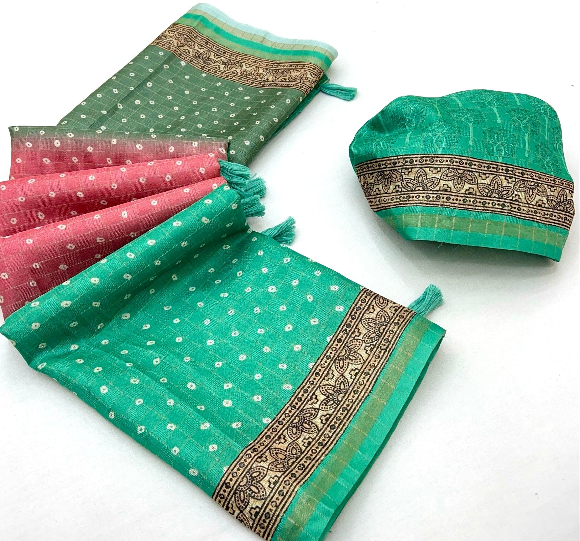 Assemblage Sea Green Maheshwari Cotton Silk Saree With Digital Prints