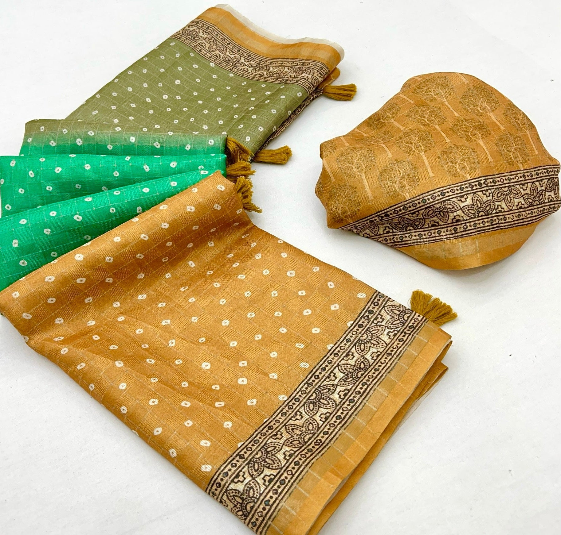 Flattering Mustard Maheshwari Cotton Silk Saree With Digital Prints