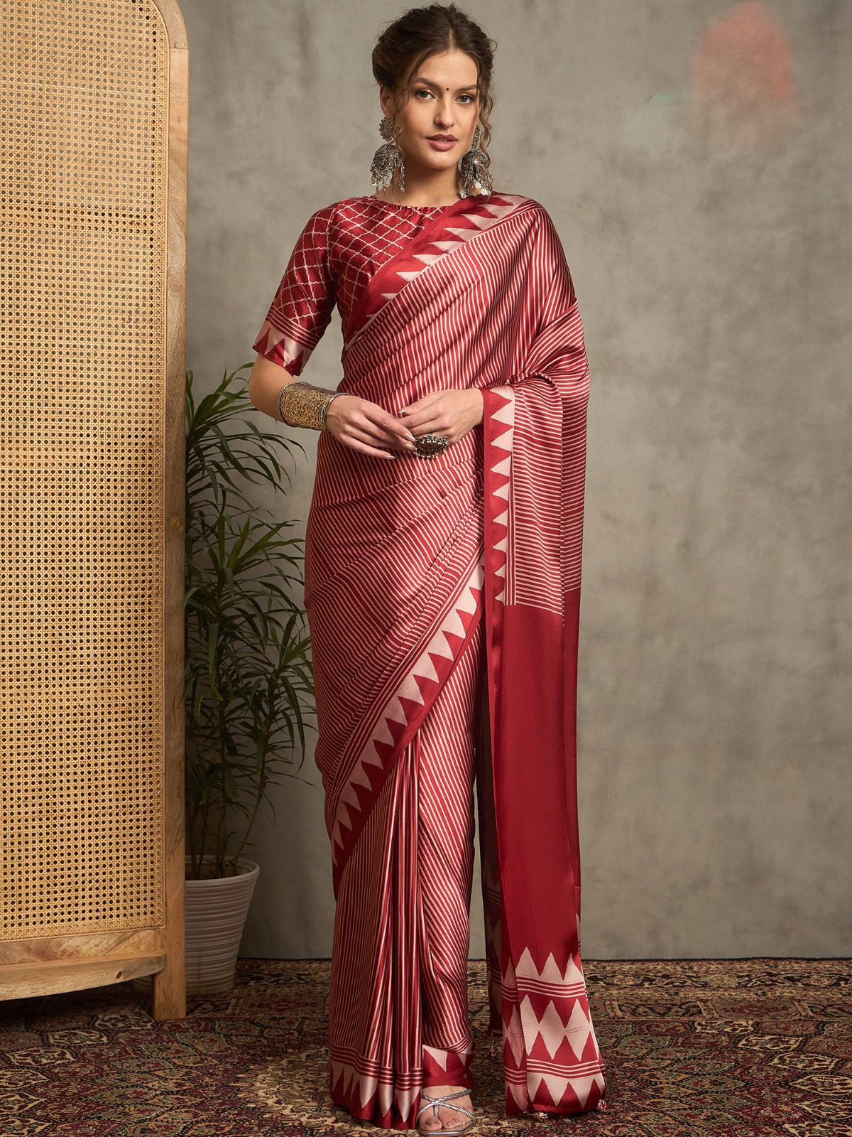 Ajrak Crepe Block Print Sarees 408