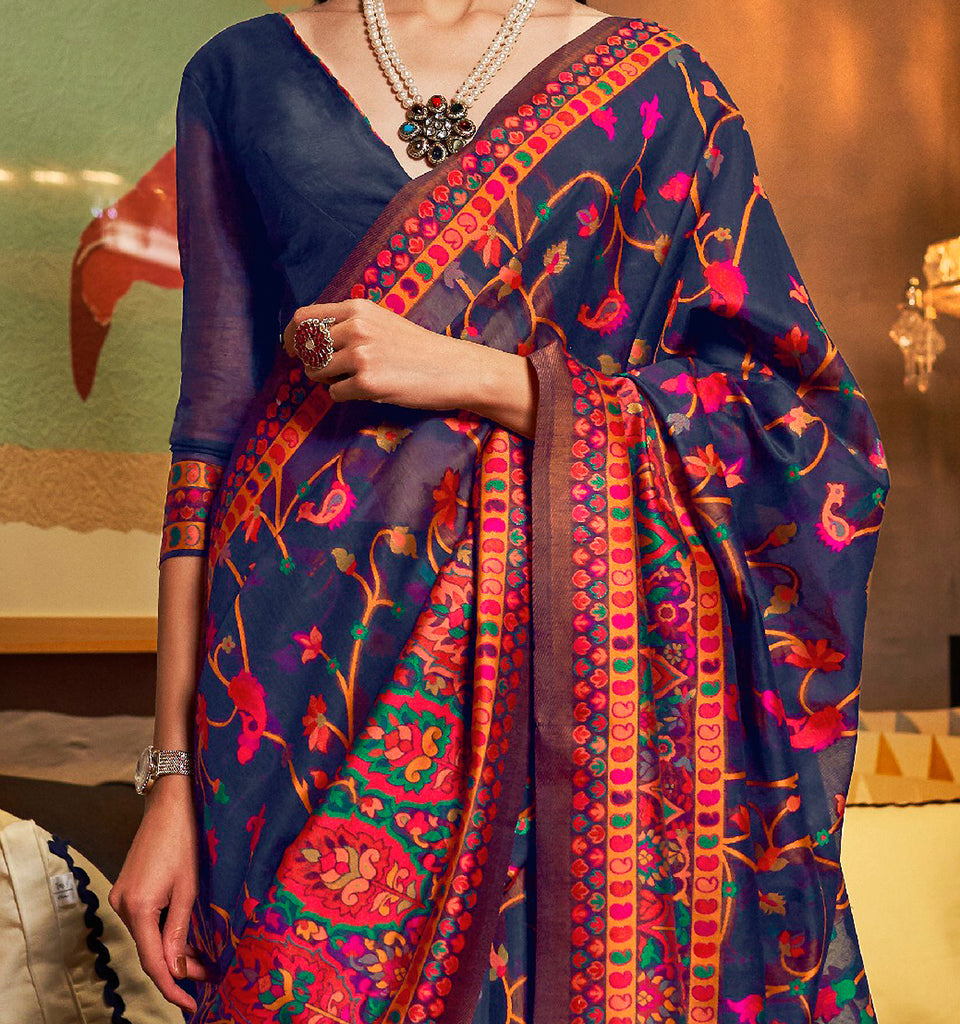 Nevy Blue Banarasi Silk Saree