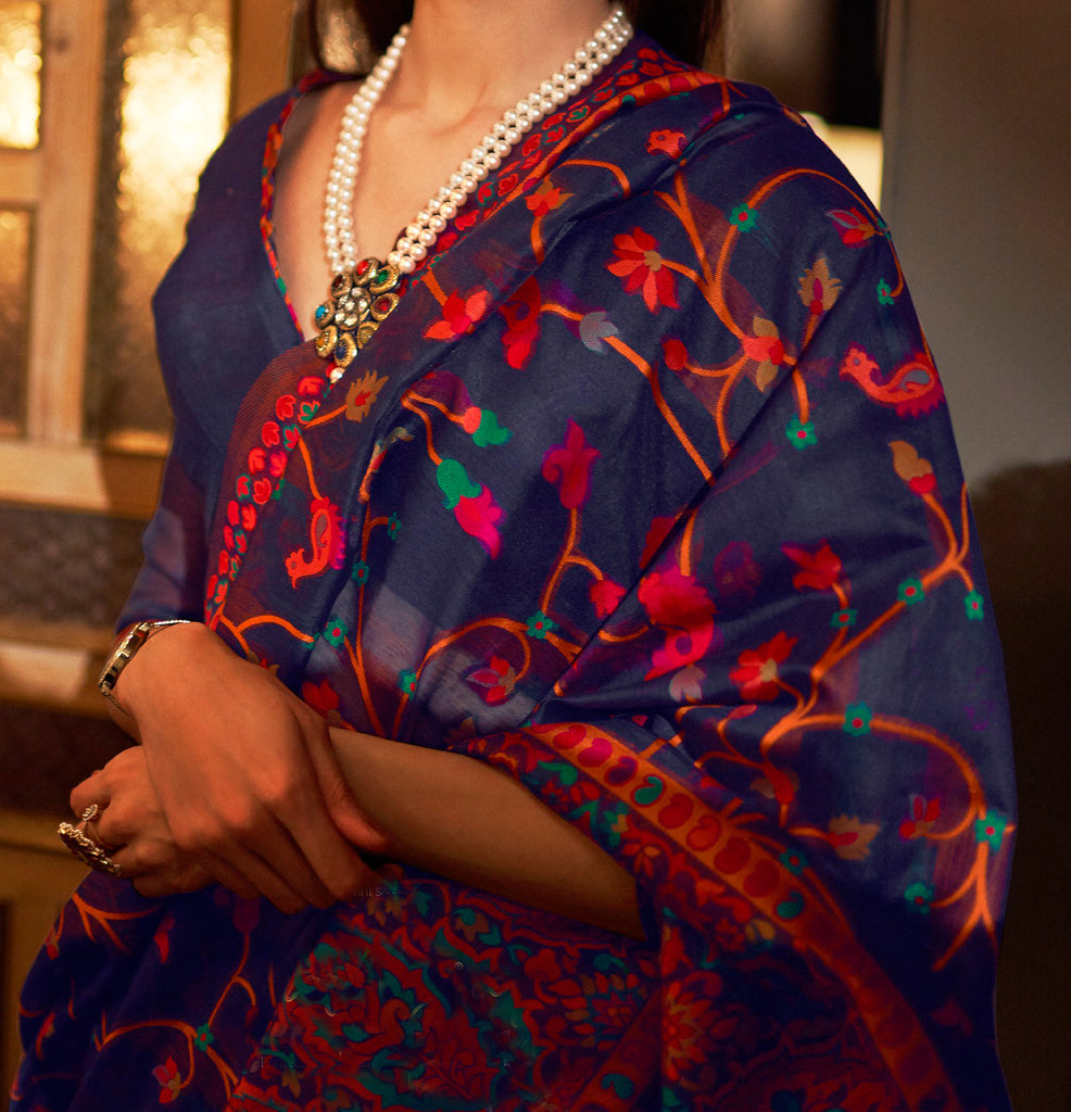Nevy Blue Banarasi Silk Saree