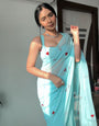 Surprising 1-Minute Ready To Wear Sky Georgette Saree