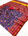 Eloquence Royal Blue Handloom Patola Soft Silk Saree
