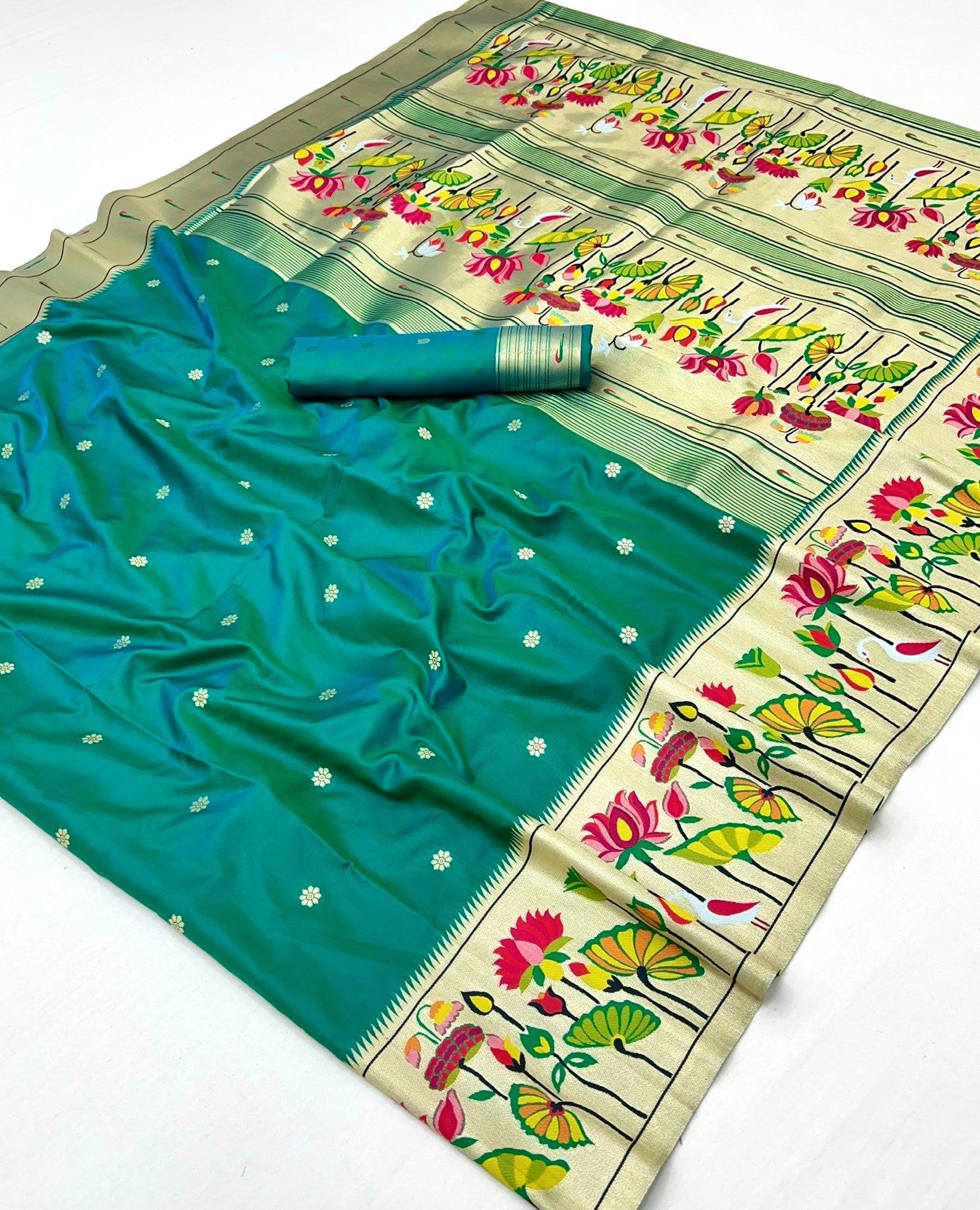 Rama Woven Paithani Soft Silk Saree