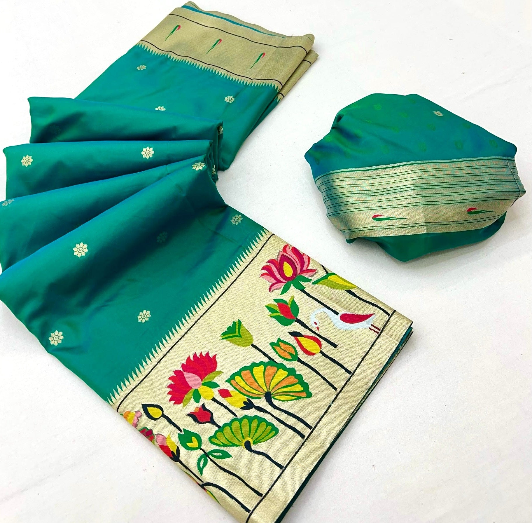 Rama Woven Paithani Soft Silk Saree