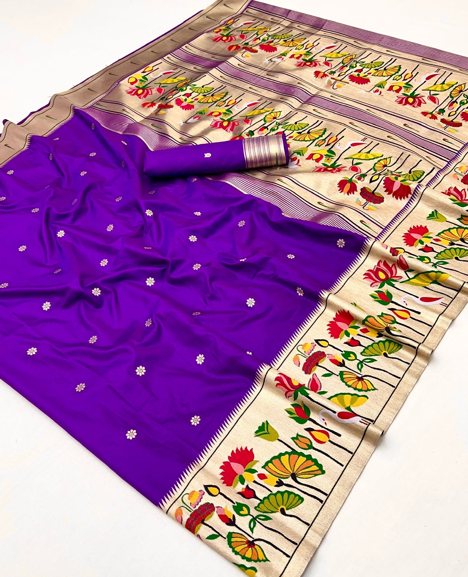 Amazing Purple Woven Paithani Soft Silk Saree
