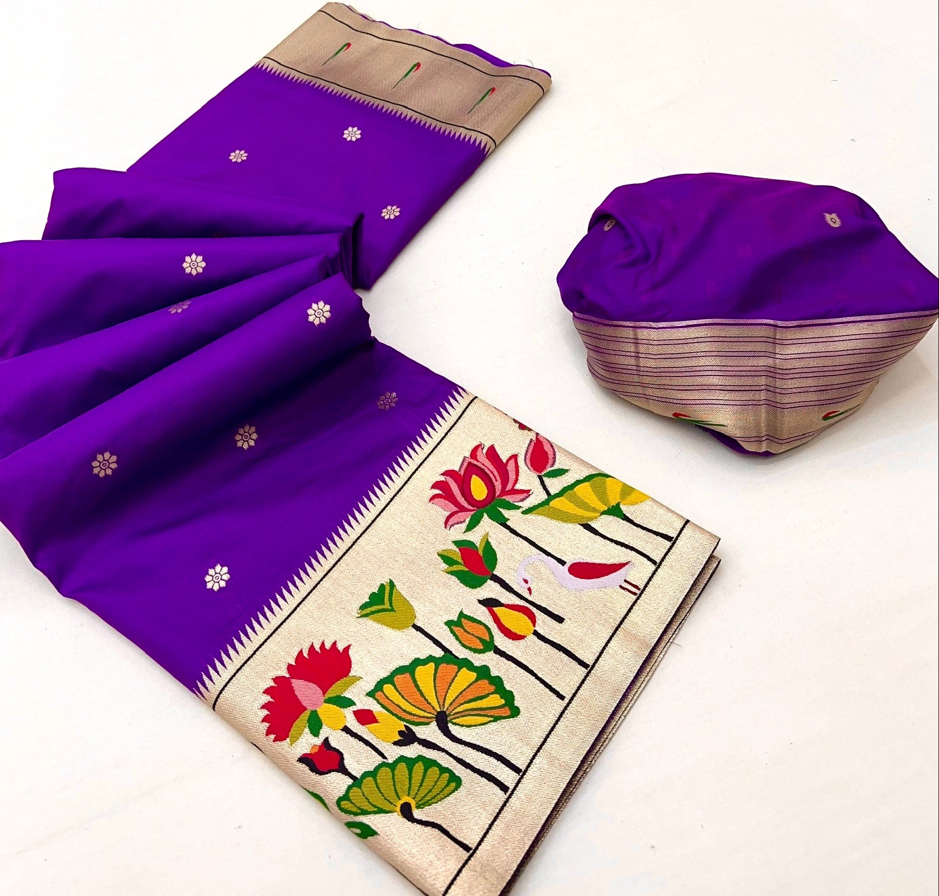 Amazing Purple Woven Paithani Soft Silk Saree