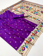 Blissful Purple Paithani Silk Saree With Desirable Blouse Piece
