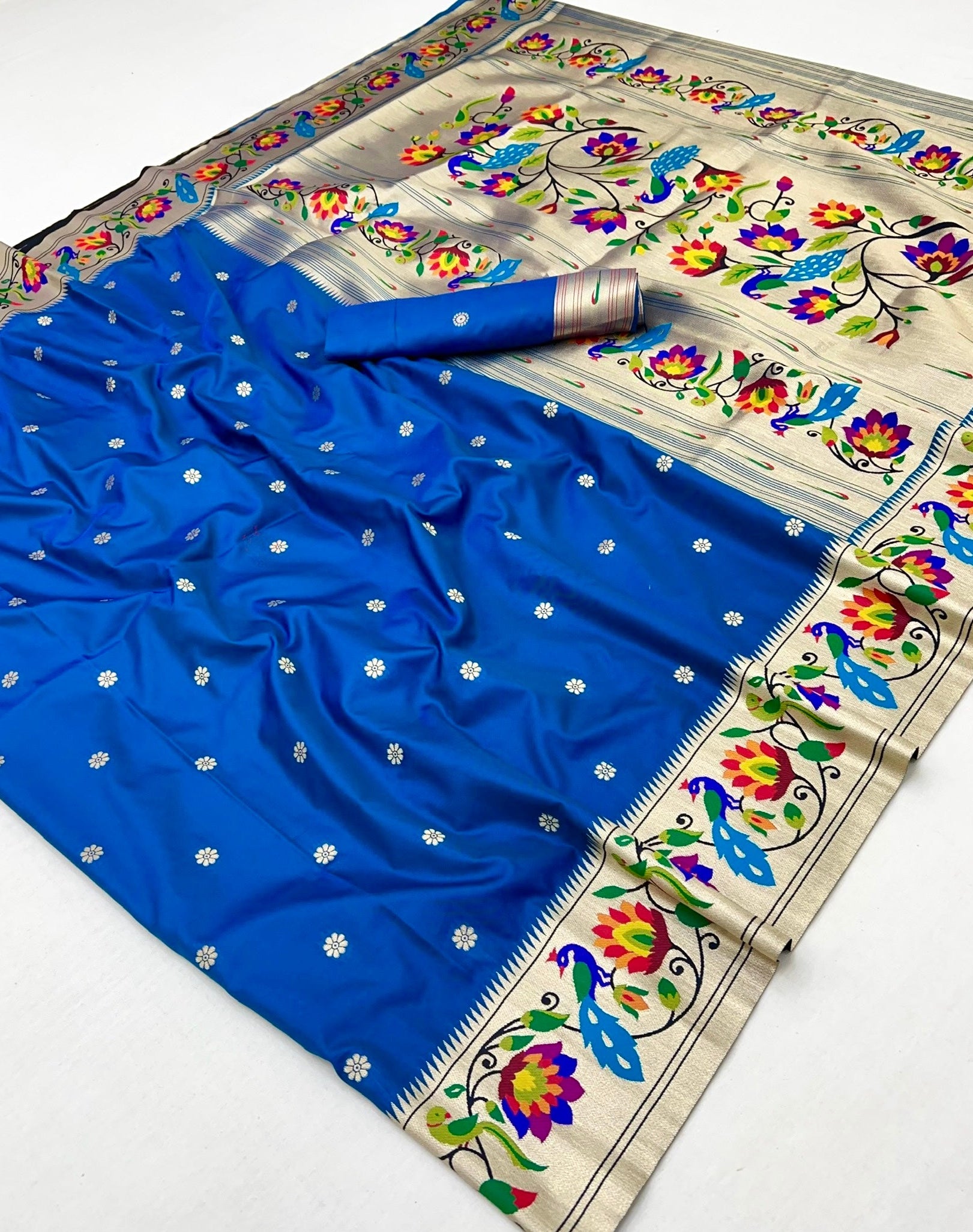 Scintilla Blue Paithani Silk Saree With Propinquity Blouse Piece