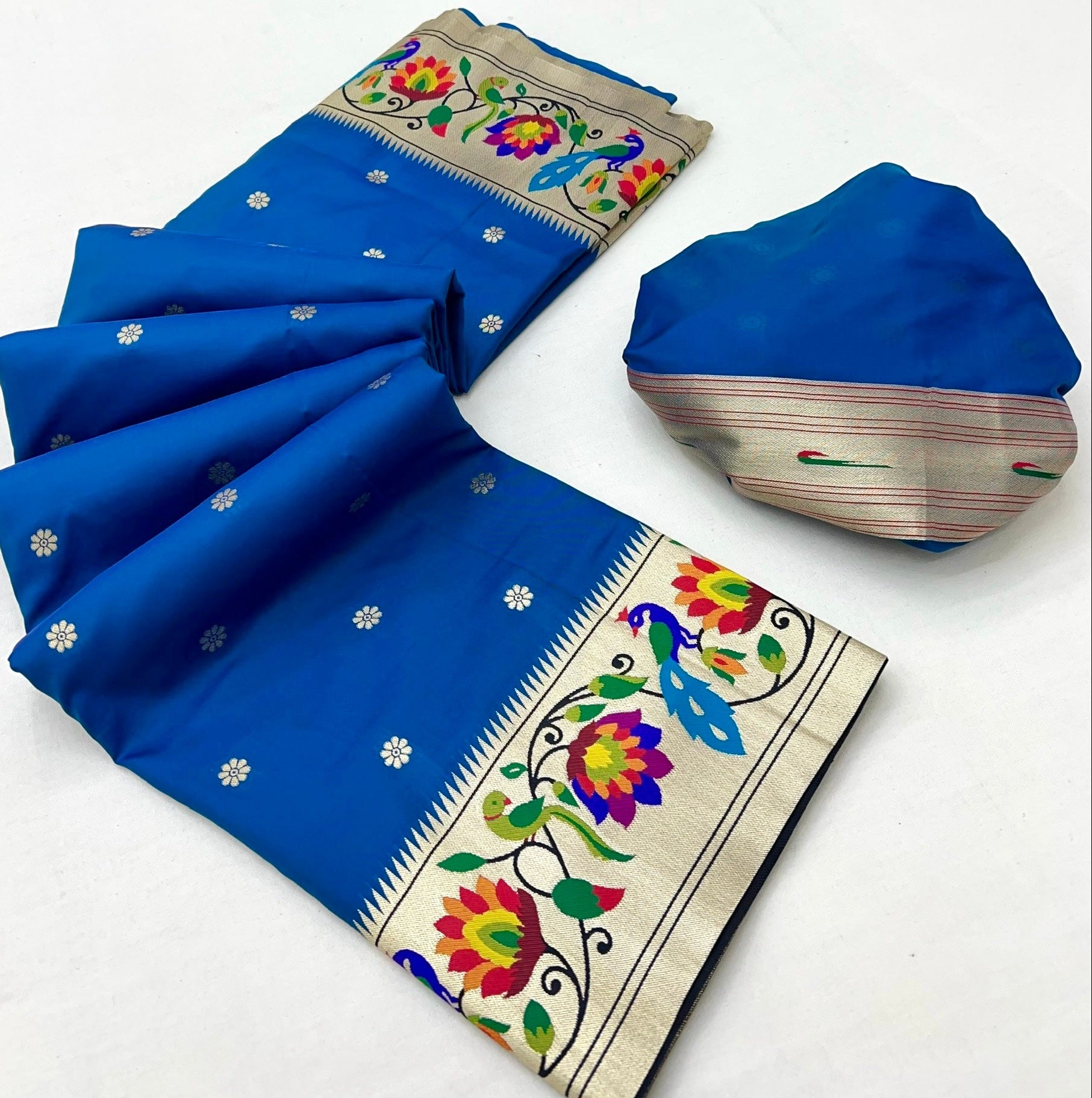 Scintilla Blue Paithani Silk Saree With Propinquity Blouse Piece