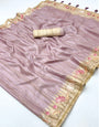 Light Pink Tussar Soft Silk Saree
