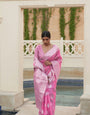 Light Pink Linen Tissue Silk Saree