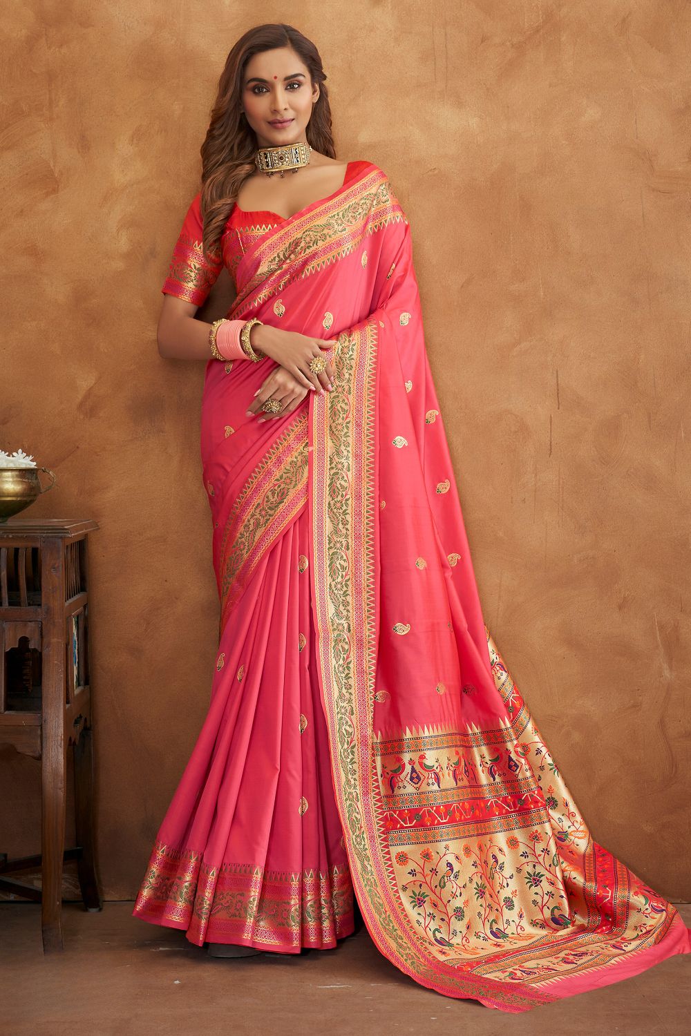 Pretty Pink Soft Silk Saree with Woven Zari Border