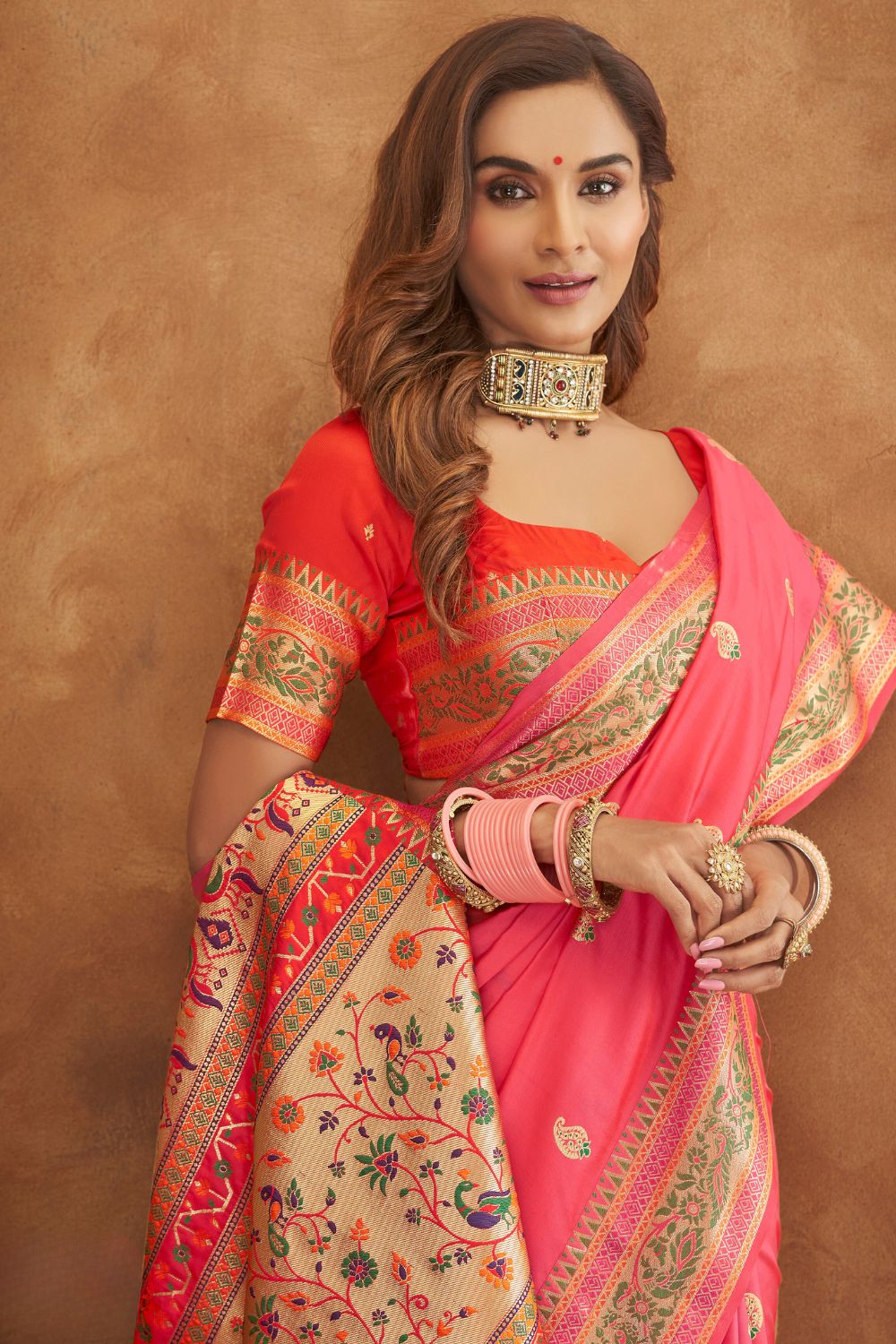 Pretty Pink Soft Silk Saree with Woven Zari Border