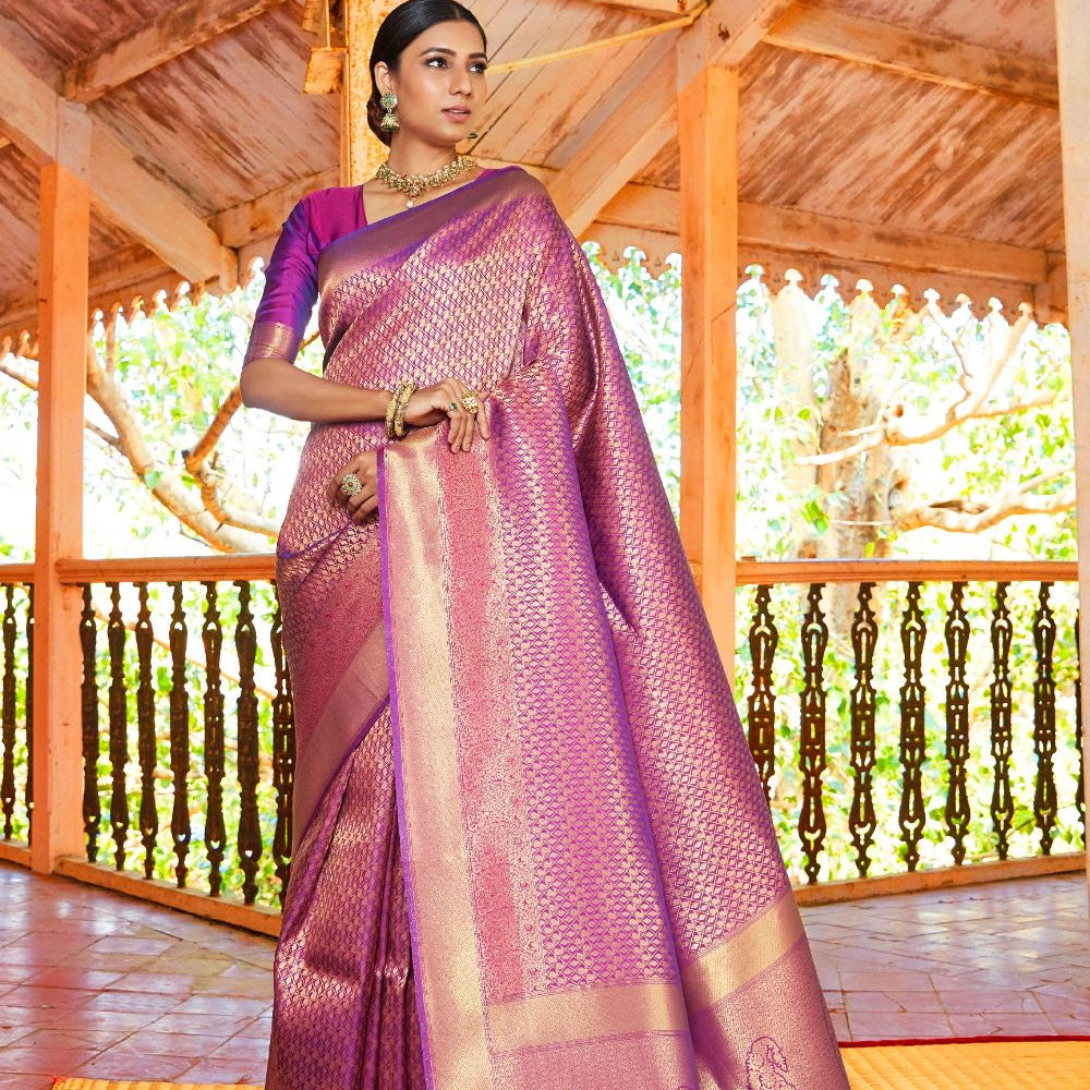 Purple Kanjivaram Silk Saree