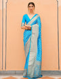 Water Blue Zari Woven Banarasi Silk Saree