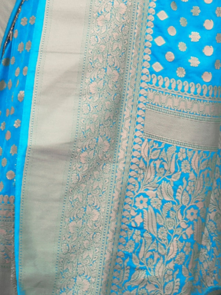 Water Blue Zari Woven Banarasi Silk Saree
