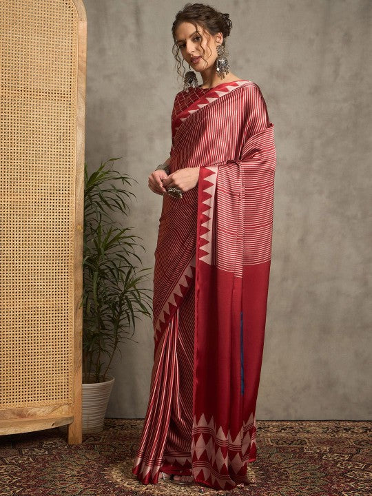 Ajrak Crepe Block Print Sarees 408