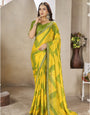 Yellow And Green Leriya Bandhani With Work Blouse