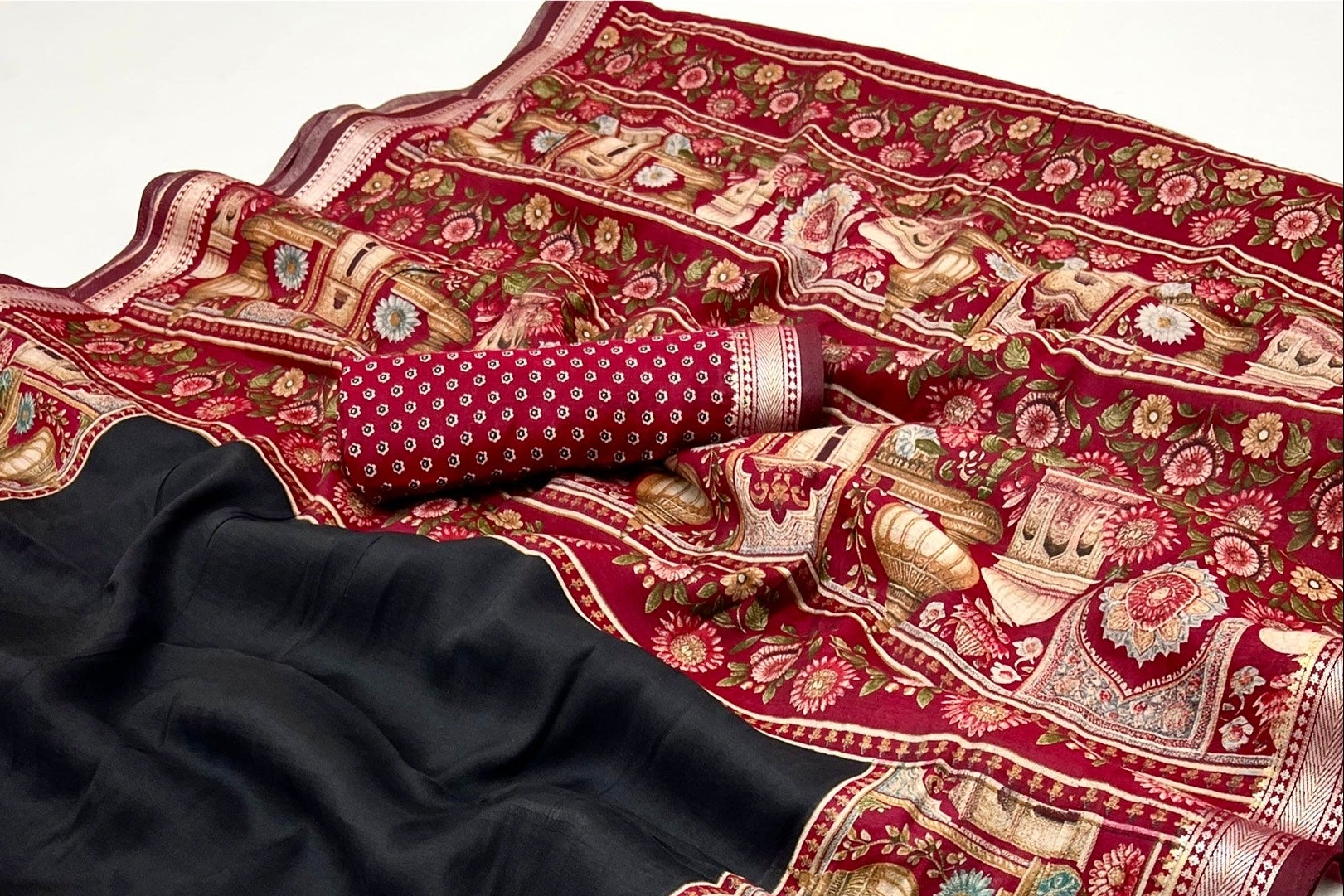 Confounding Black Mul Mul Cotton Soft Saree With Blouse