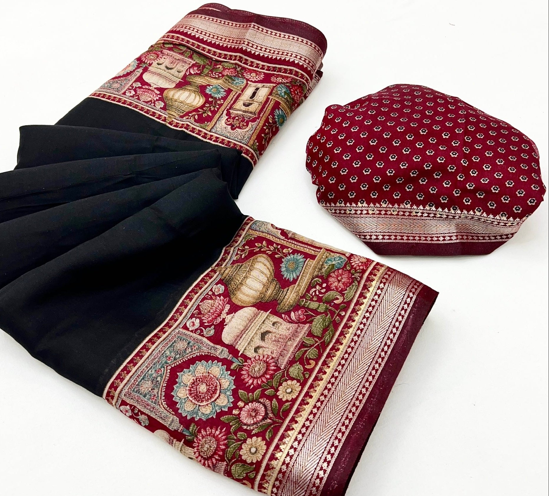 Confounding Black Mul Mul Cotton Soft Saree With Blouse