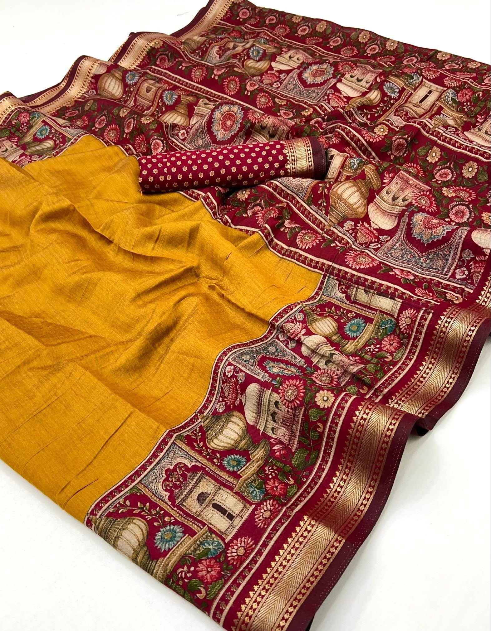 Enchanting Yellow Mul Mul Cotton Soft Saree With Blouse