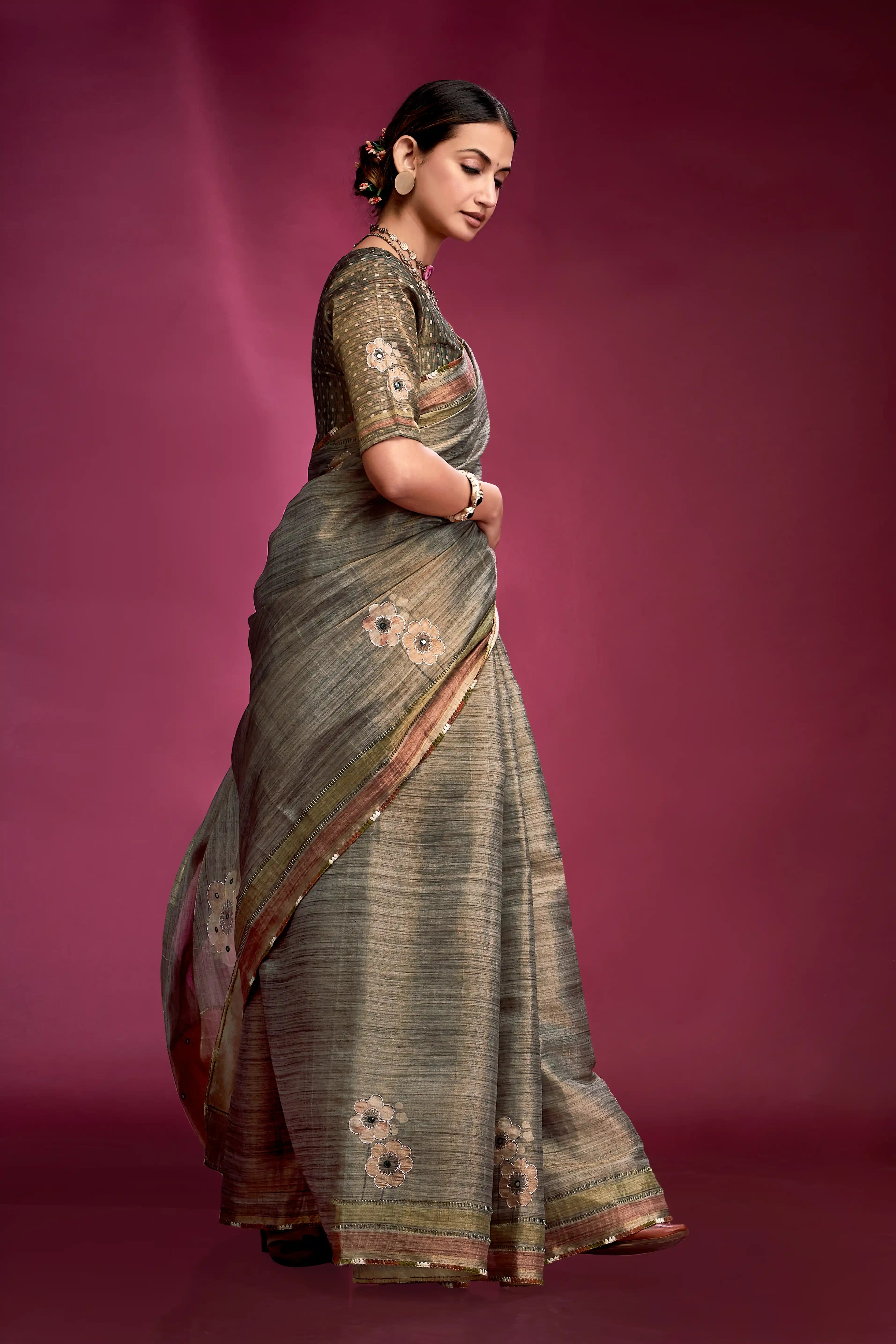 Majestic Multicolor Tussar Silk Saree