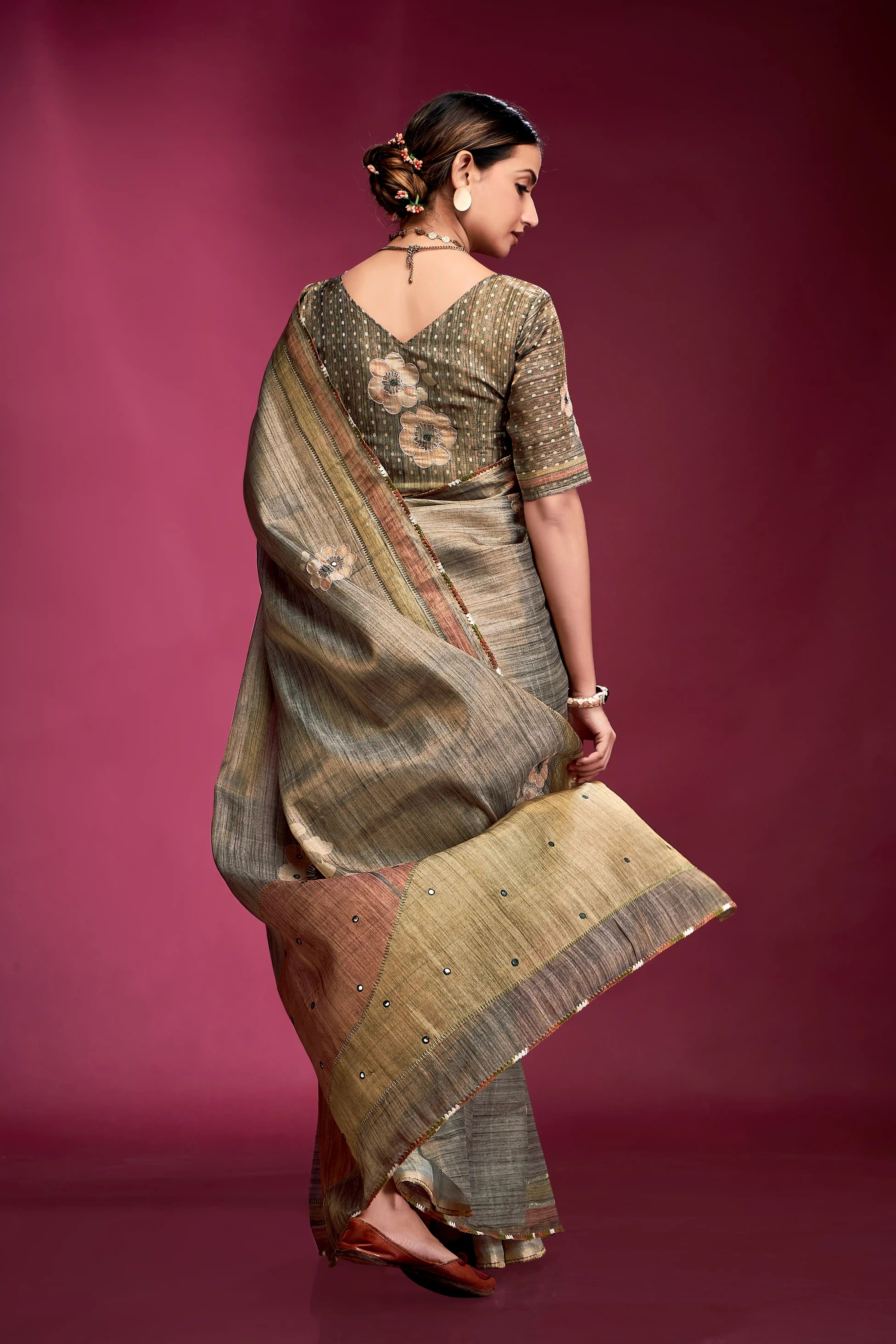 Majestic Multicolor Tussar Silk Saree