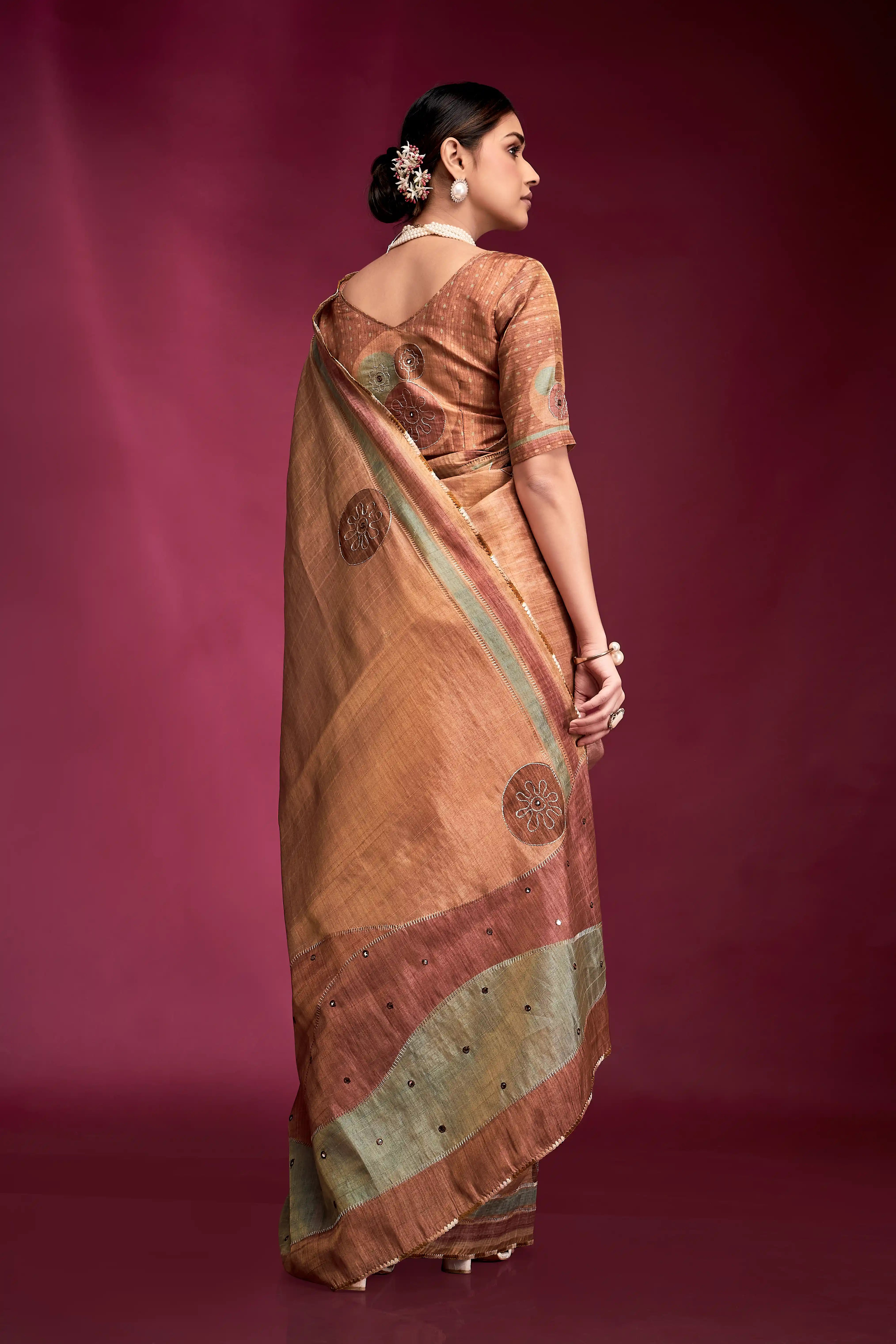 Ideal Mustard Tussar Silk Saree