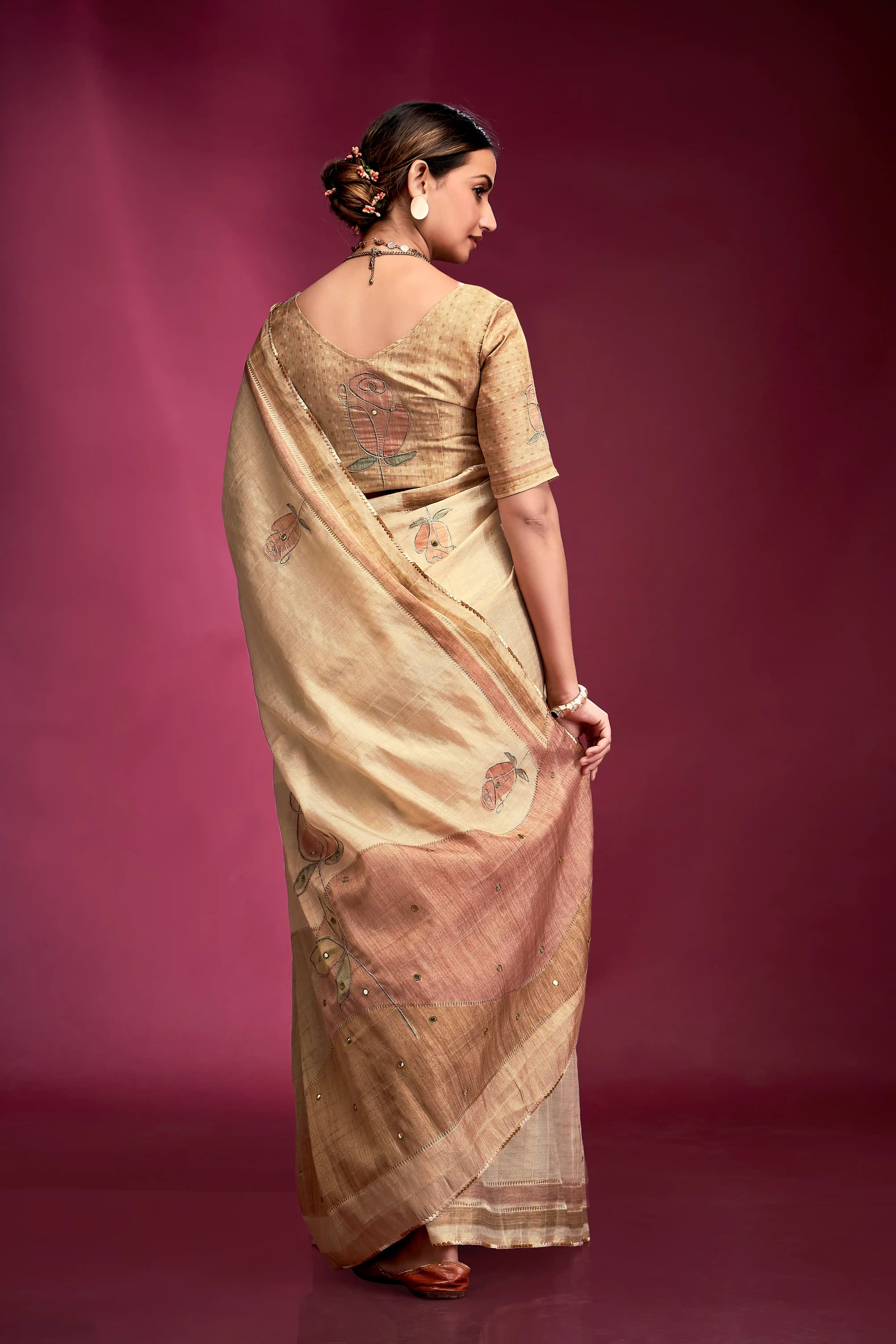 Delicate Cream Tussar Silk Saree