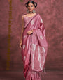 Faded Pink Banarasi Silk Saree with Designer Same Colored Blouse