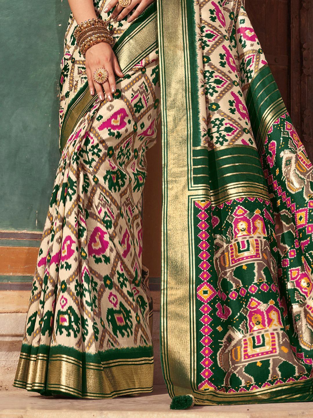 Luxurious Green Patola Silk Saree