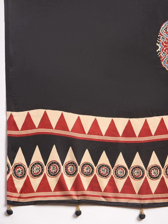 Ajrak Crepe Block Print Sarees 410