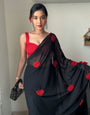 Amazing 1-Minute Ready To Wear Black Georgette Saree