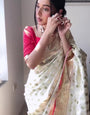 Charming 1-Minute Ready To Wear Beige Soft Silk Saree