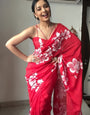 Gleaming 1-Minute Ready To Wear Red Georgette Saree