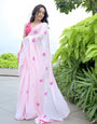 Alluring 1-Minute Ready To Wear Light Pink Georgette Saree