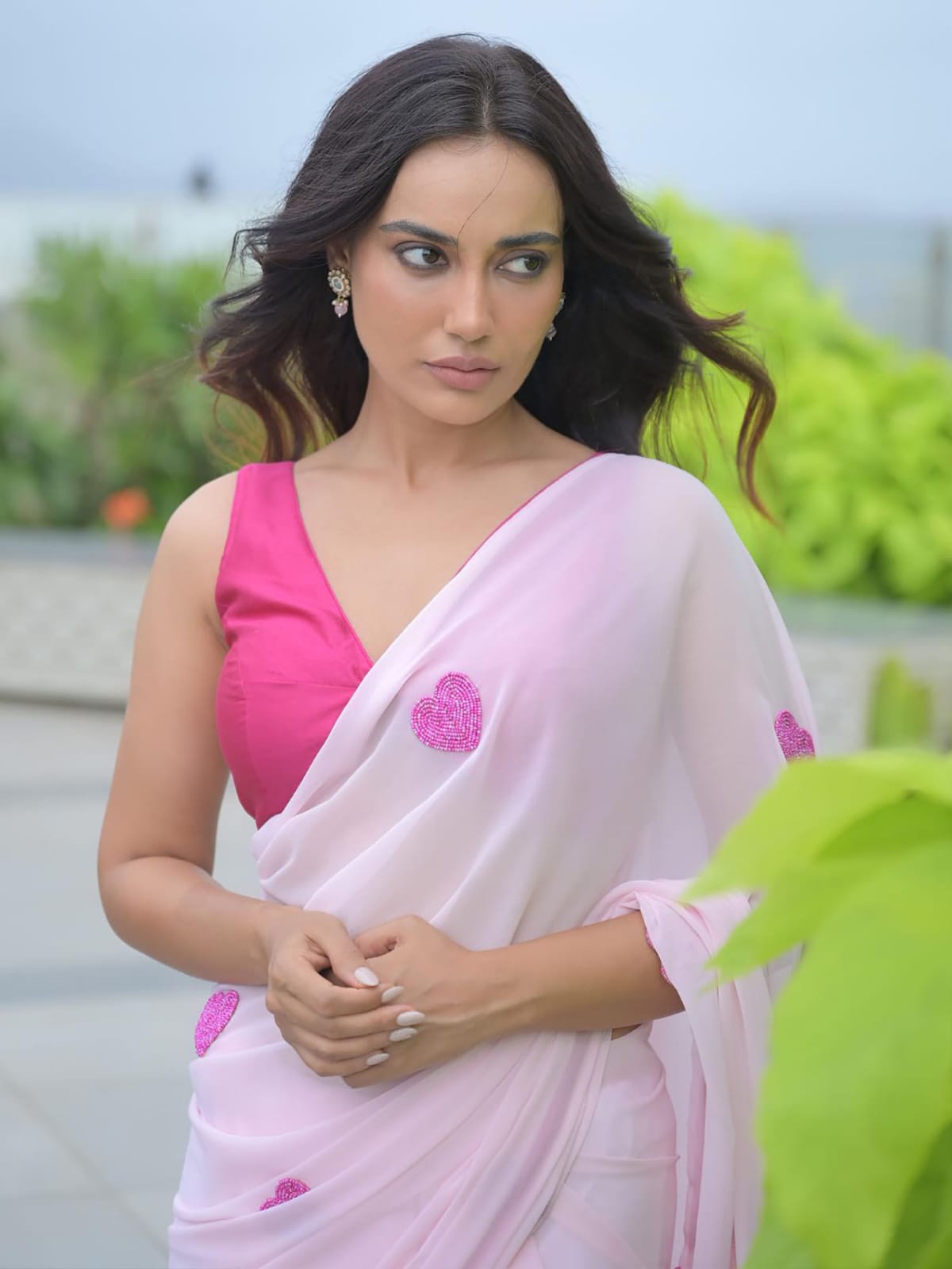 Alluring 1-Minute Ready To Wear Light Pink Georgette Saree