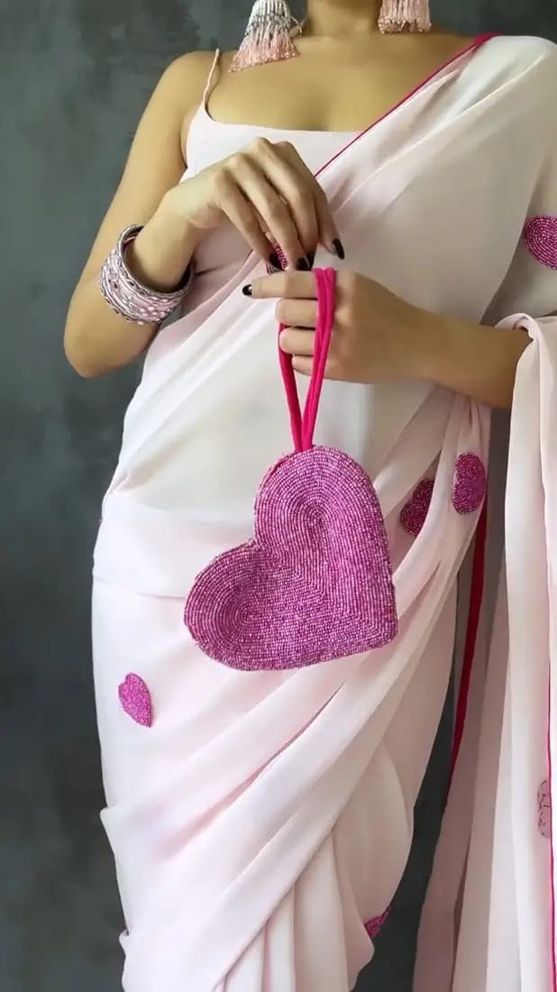 Mind-blowing 1-Minute Ready To Wear Light Pink Georgette Saree