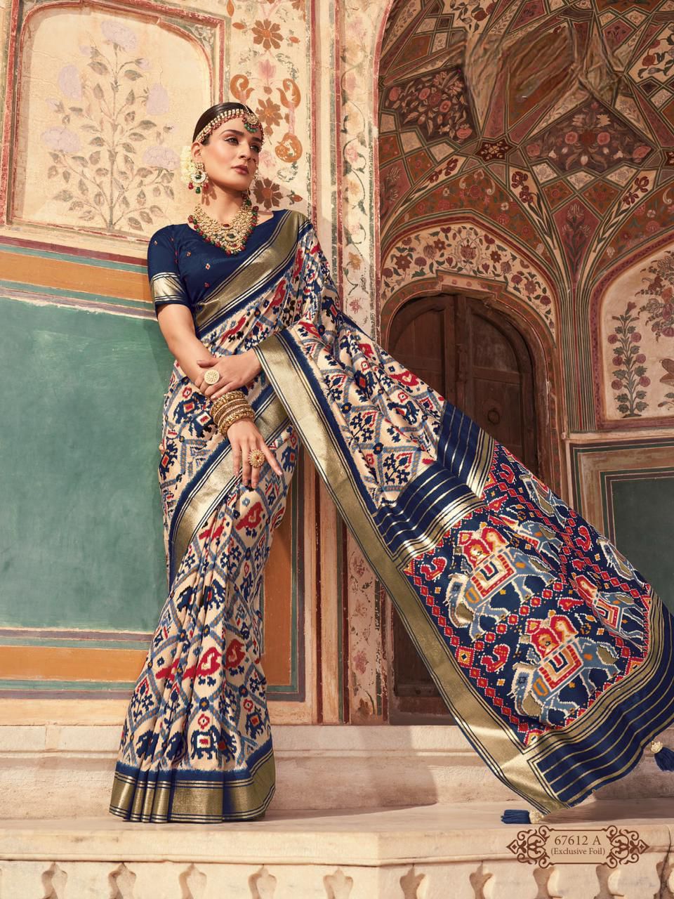 Pretty Blue Patola Silk Saree