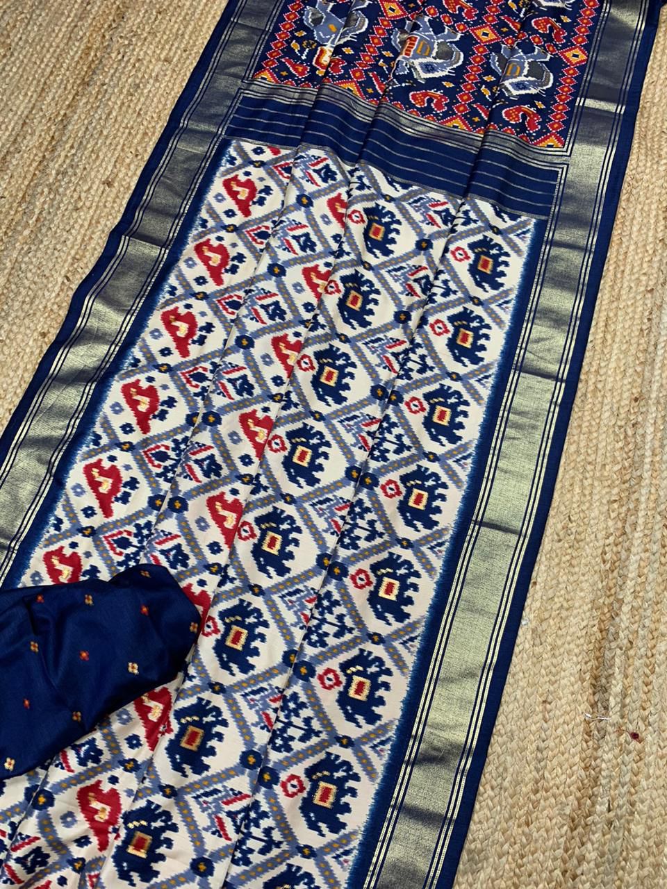 Pretty Blue Patola Silk Saree