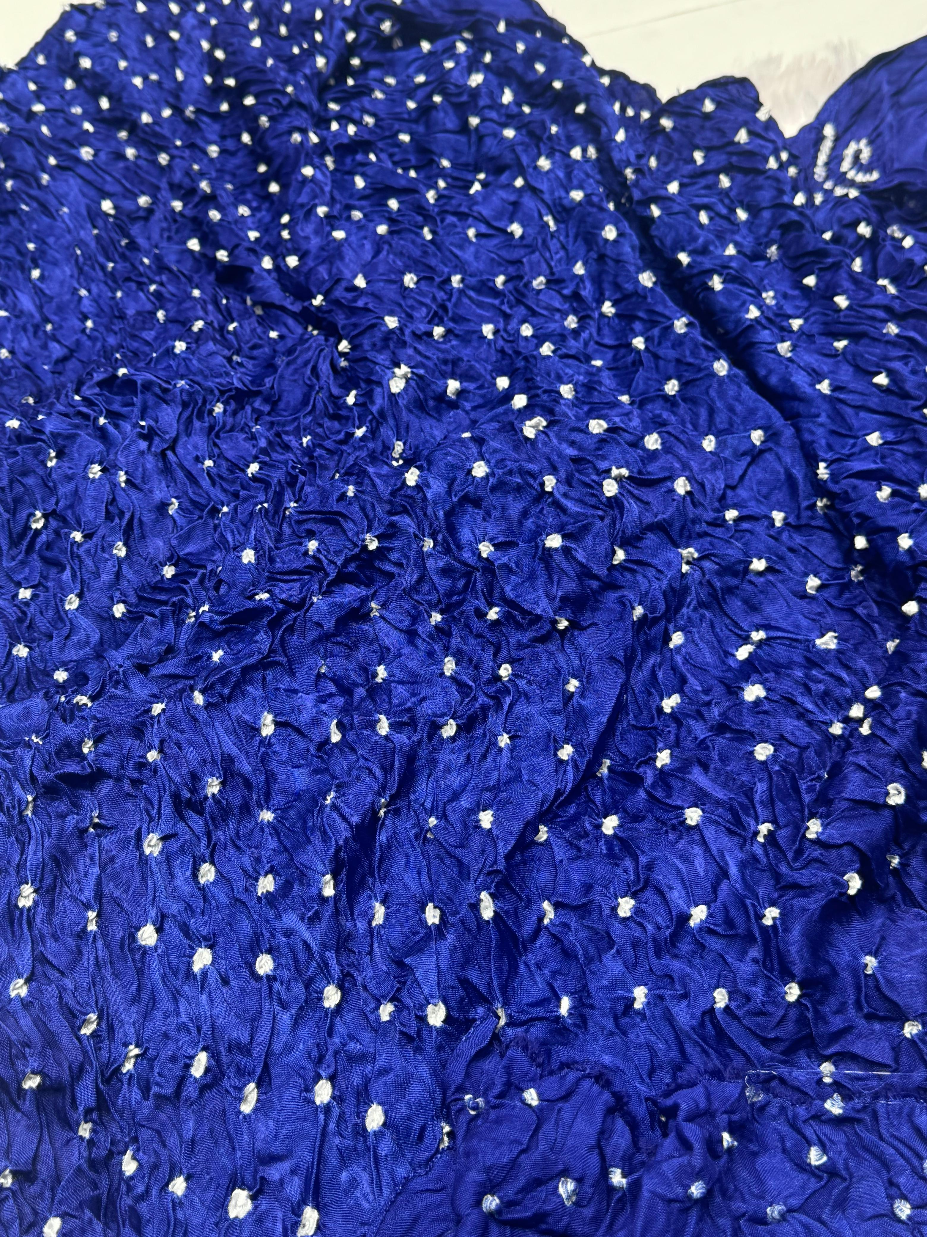 Pretty Blue Plain Pure Modal Silk Shibori Bandhani With Zari Pallu