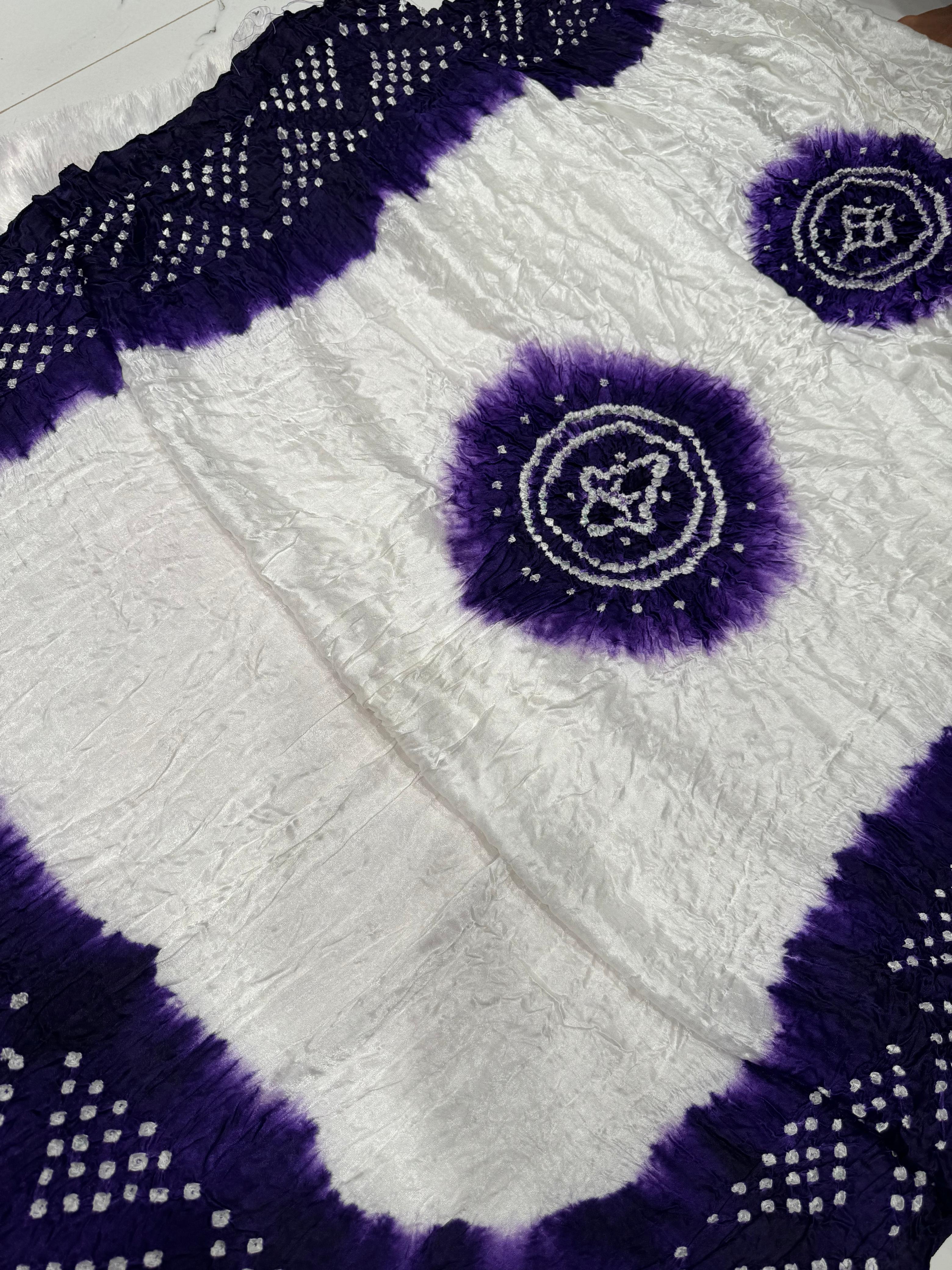 Pretty Purple Kasumbo Pure Modal Silk Shibori Bandhani With Zari Pallu