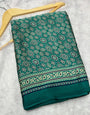 Sea Green Ajrakh Printed Soft Modal Silk Natural Print Saree P1